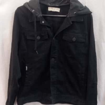  Mens Ezekiel Size M Denim Jacket / Hood Jacket Black  