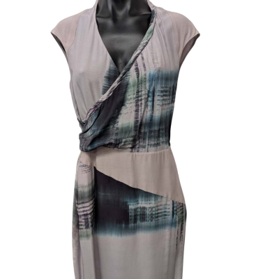 Reiss Womens Sleeveless Dress Grey/Blue Multicoloured / Size 10