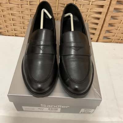 NEW Sandler Women's RRP $169.95 Size 7.5 Loafers Impact Black Glove Leather Business Work Casual 