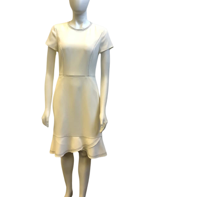 Brand New Veronika Maine Womens Size 8 Flippy Hem Midi Dress Off White