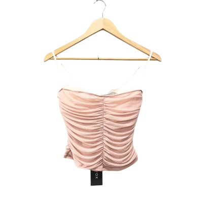 White Fox Womens  bustier Size M Shoestring Strap Top Pink  / White 