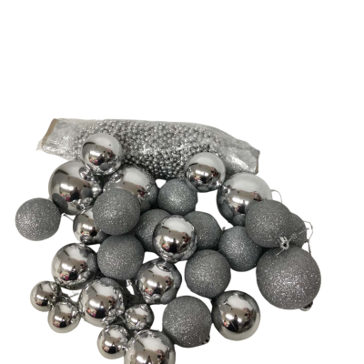 Christmas Tree Decorations Silver Baubles & Beads