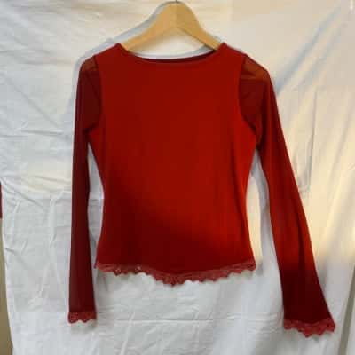 Saba Womens  Size One Size Long Sleeve Top Red 