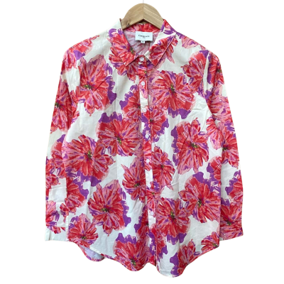 Choklate Cream Floral Patterned Shirt Size M