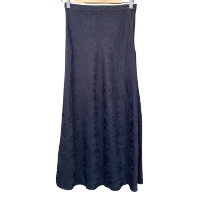 Jorge Black Floral Patterned Midi Skirt Size 8