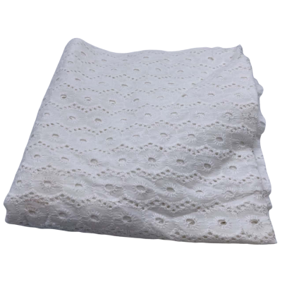 White cotton lacey/border anglais fabric.  45 x 115 cm approx.  