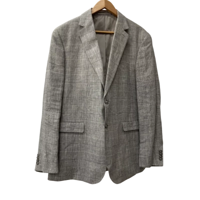 Country Road Light Grey and White Check Plaid Pattern Blazer Size 44