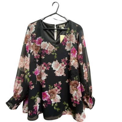 beme Womens  Size 20 V-Neck Top Black  / Floral 