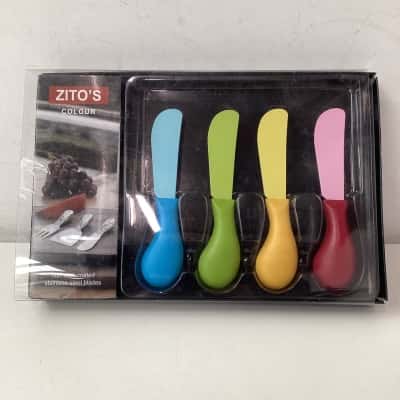 NEW - ZITO'S colour non stick coated stainless steel blades cheese knives