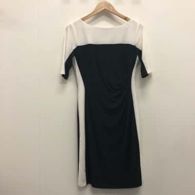 Ralph Lauren Womens  Size 8 Midi Dress Black  / White *