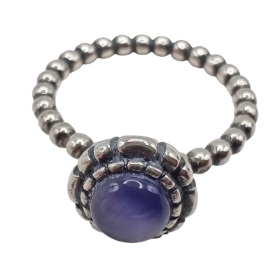 Pandora Amethyst Beaded Ring  (ALE 925) Medium Size In Pandora Gift Box