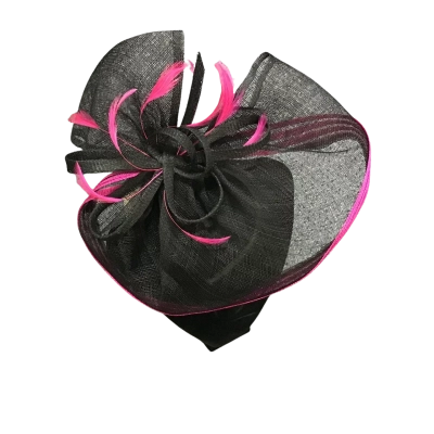 Gregory Ladner Womens One Size Hot Pink & Black "Knot" Fascinator  