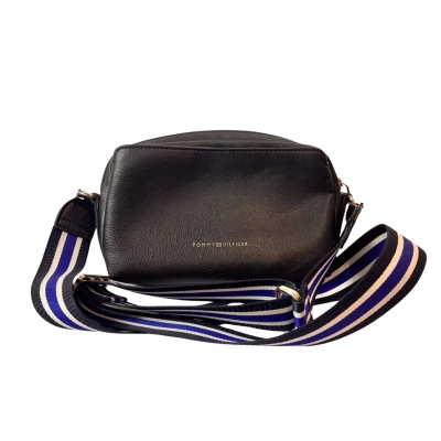 Tommy Hilfiger Black Crossbody Camera Bag Striped Strap