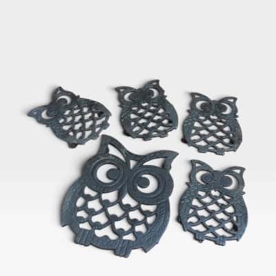 Vintage owl trivets x5