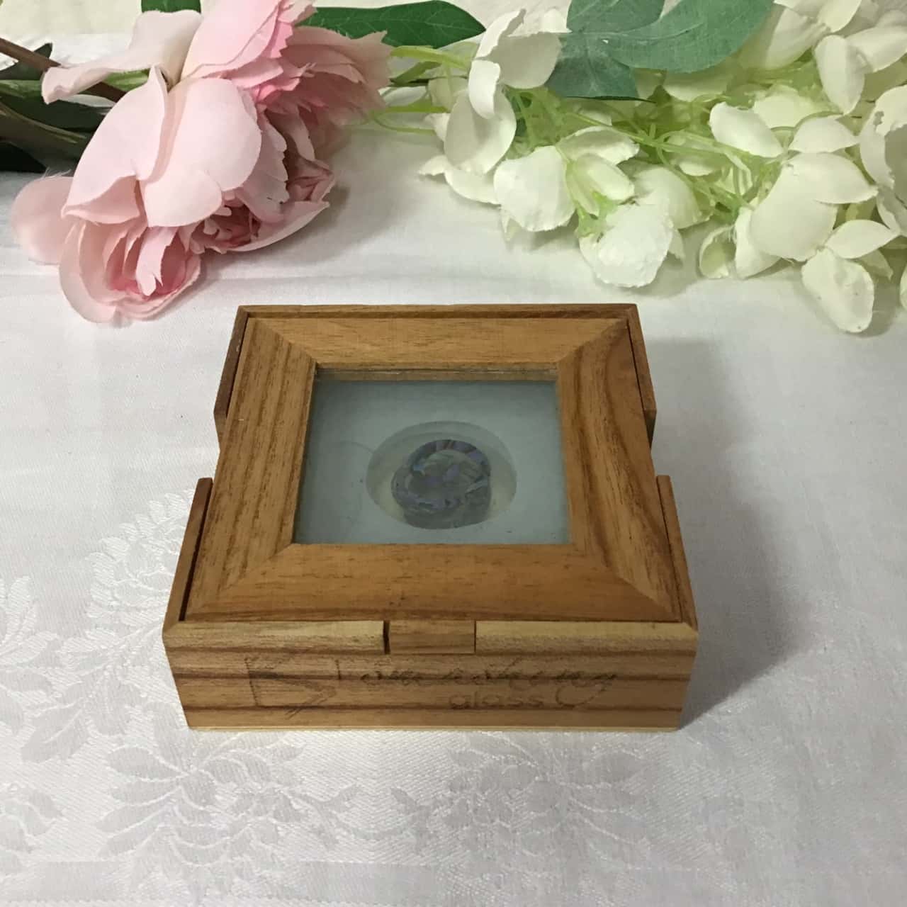 Smashing Glass Set of 4 Paua Shell Design / Frosted Glass Coasters in