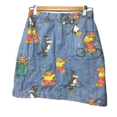 Dangerfield Possum & Magpie Womens  Size 6 Mini Skirt Blue / Pattern 