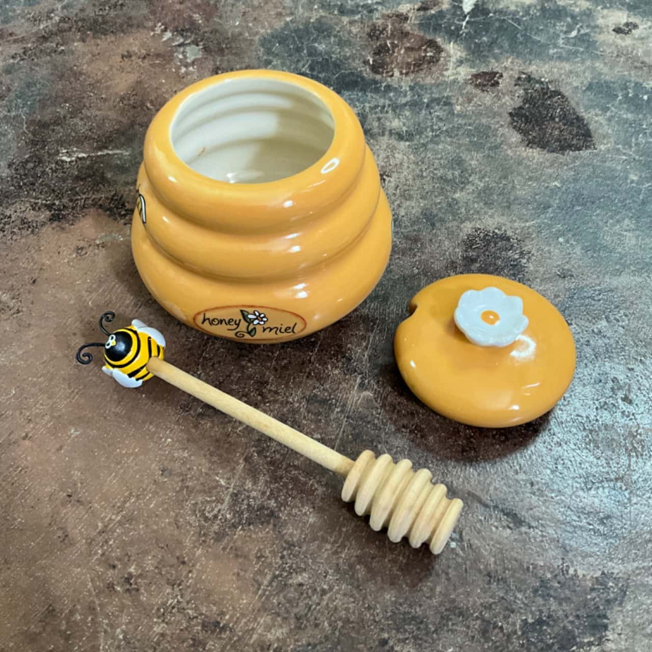 Pot à Miel En Céramique Avec Cuillère - Blanc, Design Mignon, Pratique En Cuisine