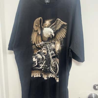 GLOW in the Dark Men's Size XXXXL Short Sleeve Shirt - Eagle Print / Black  