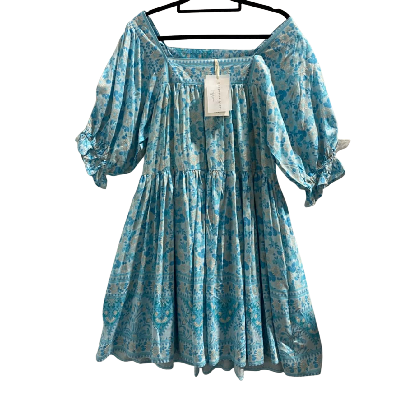 BNWT. Iris Maxi. Womens Size 10. Floral Dress Blue. Short sleeve and above  knee. Boho.(s) - New With Tags | Salvos Stores