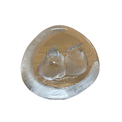 Cardinal birds crystal sculpture, signed - MATS JONASSON’S signature collection
