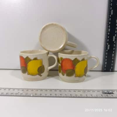 3x Set Vintage Australiana J&G Coffee Mugs Handles 