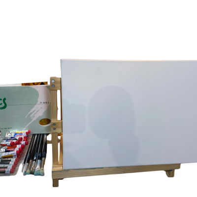 33x45 cm Canvas and Wooden Easel Set Paint Brush 