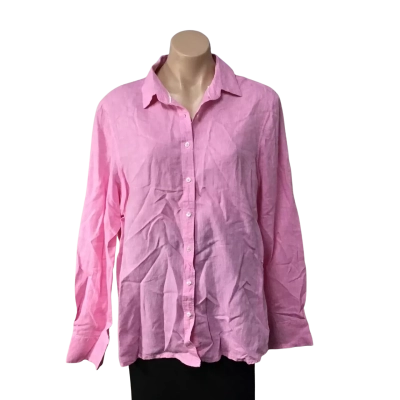 RB Sellars Womens Size 18 Pink 100% Linen Long Sleeve Shirt 