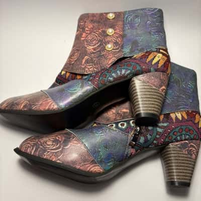  Boho Patchwork Ankle Boots Size 43 Multicoloured 