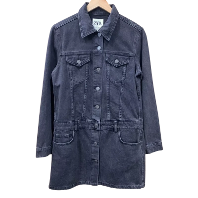 Zara Washed Black Denim Shirt Dress Size S