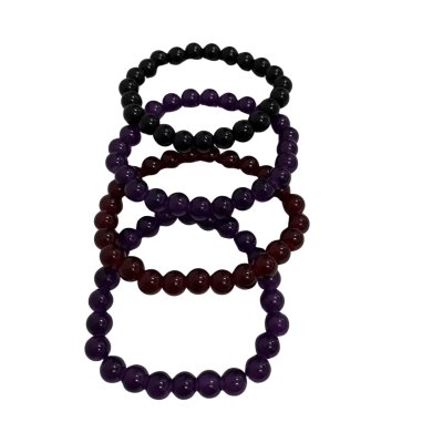 Unbranded Women's Beaded Bracelet Glass 4 Pieces Black  / Maroon / Purple 