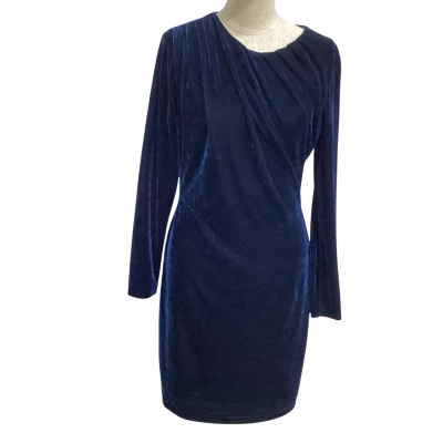 NEW - Reiss Velvet  Size 12 Long Sleeve Dress Midnight Blue 