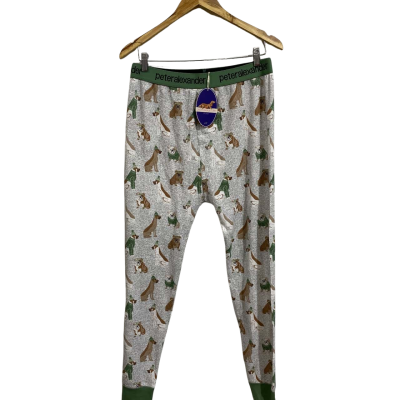 Peter Alexander, size M, cotton & elastane, green & grey pj pants 