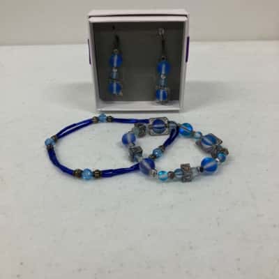 Women’s Blue Earrings + Bracelets Set 
