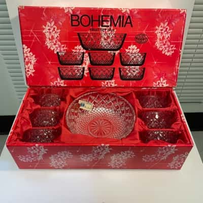 Bohemia - Hand Cut Lead Crystal - 7PC Fruit / Dessert Set
