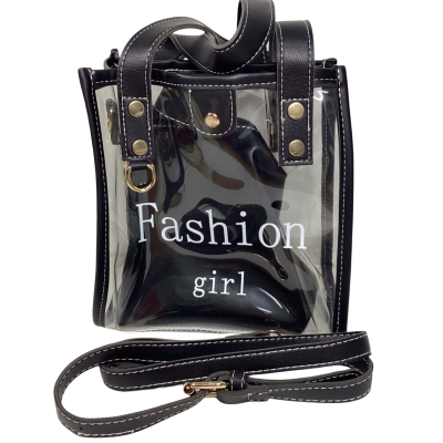 Fashion Girl transparent shoulder bag with black insert