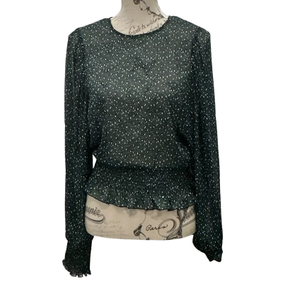 Decjuba Womens  Size 12 Blouse Black  / Green / Pattern 
