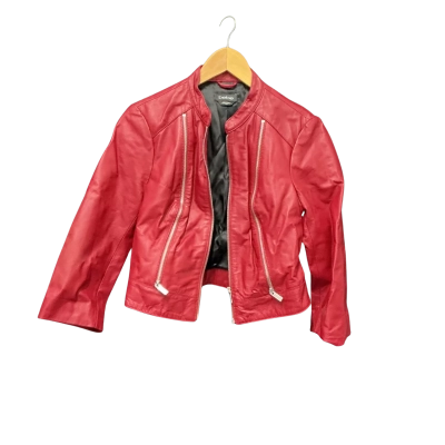 Bebe Womens  Size M Dark Cherry Red Leather Jacket