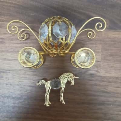 Crystal Pumpkin Coach & Horse Figure