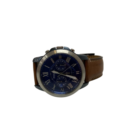 Fossil FS5151 Men’s Blue Face Watch – Brown Leather Band #FossilWatch #MensAccessories #LeatherBandWatch