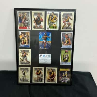 13x AFL Richmond Tigers Signed Cards in Frame