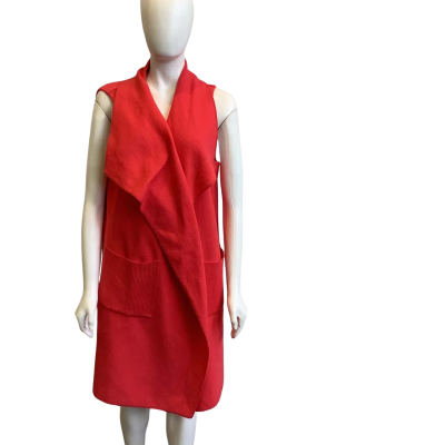See Saw Women's Size XL Pure Wool Longline Open Cardigan Red 