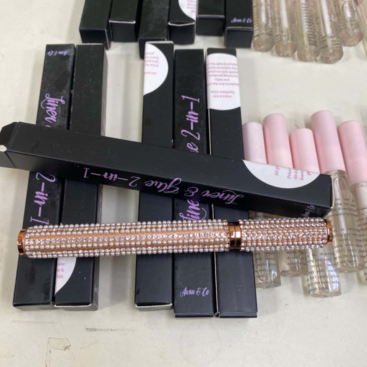 Assorted Eyelash Glue x14/Black Eyeliner Glue Pens x12/ Eyelashes