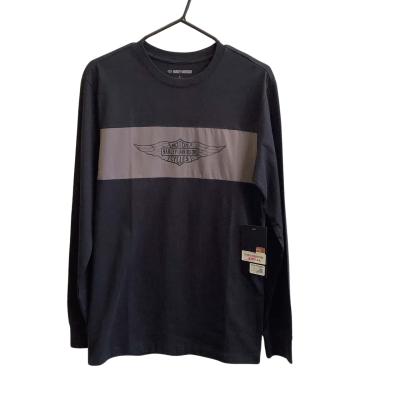 BNWT Harley Davidson Men's Size S Long Sleeved T-Shirt Black & Grey 