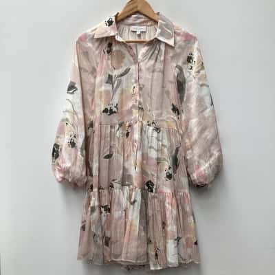 Witchery Linen/Silk Floral Dress Size 6