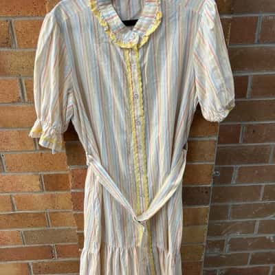  Womens Hand Picked by Birds  Size 12 Midi Dress Multicoloured / Striped 