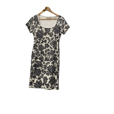 Moss and Spy Womens  Size 10 Floral Dress / Midi Dress Grey / Off White 