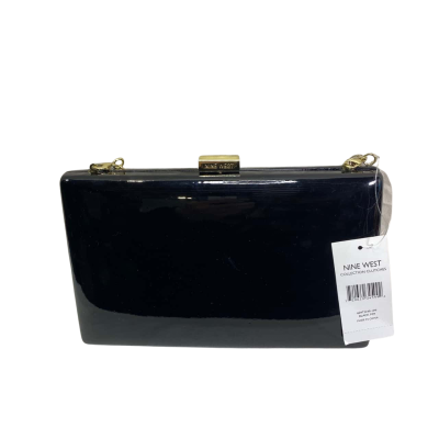 Nine West Womens Black Hardcase Purse With Shoulder Chain 