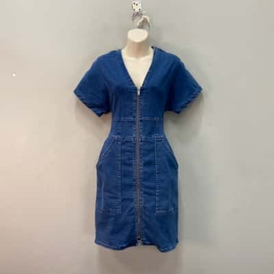 Seed Womens  Size 10 Stretchy Denim Dress Blue 