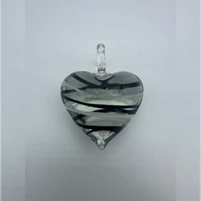 Black & White Stripped Art Glass Pendant 