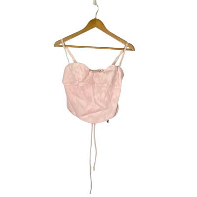 White Fox Womens  Size M Cropped Top / Shoestring Strap Top Pink  